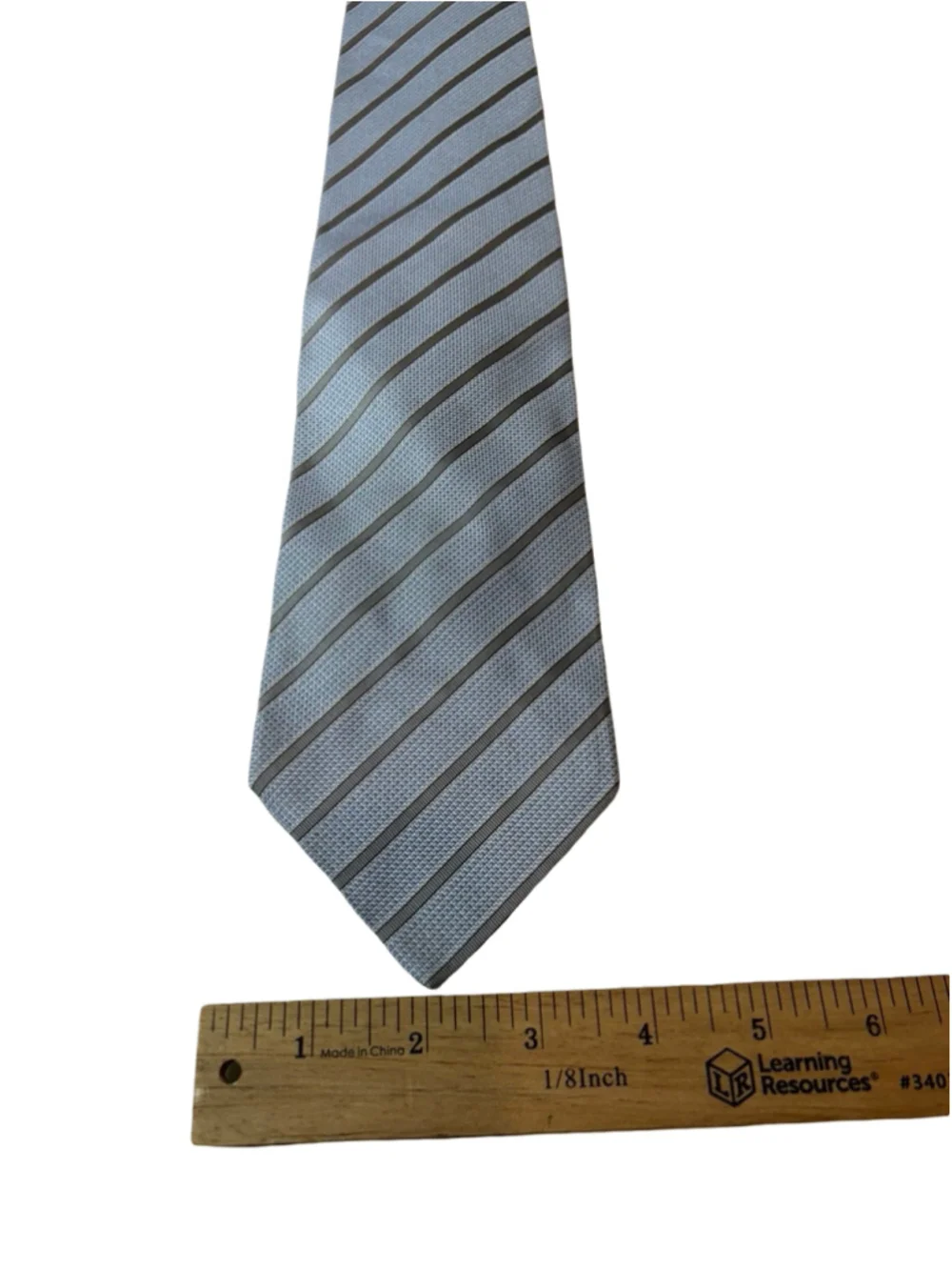 Gucci Made in Italy 100% Silk Blue Gray Striped Luxury Men’s Tie
